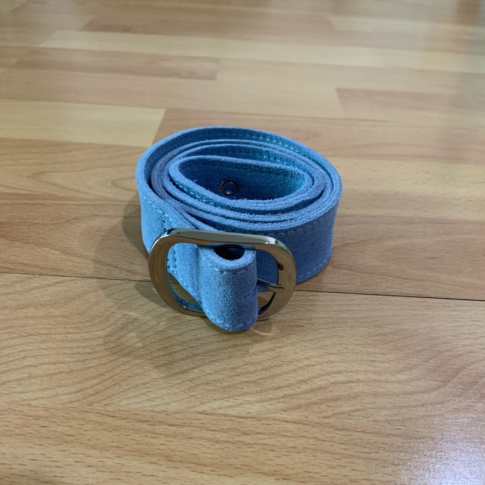 Blue faux suede belt